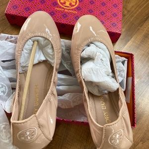 Tory Burch Eddie Ballet Flat 8.5 Soft Naplak - Goan Sand Neutral Nude Beige shoe